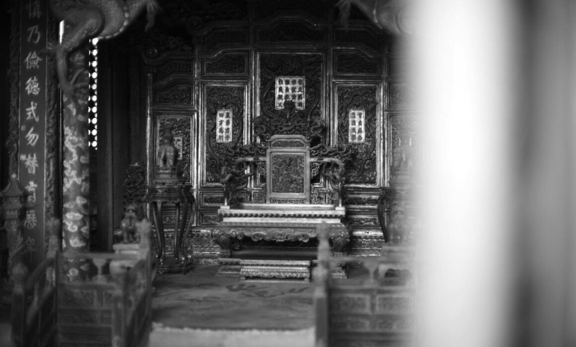 a black and white photo of a shrine